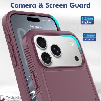 Dvisluoksnis guminis dėklas - bordo spalvos (Apple Iphone 17 Pro/18 Pro) Dvisluoksnis guminis dėklas - bordo spalvos (Apple Iphone 17 Pro/18 Pro)